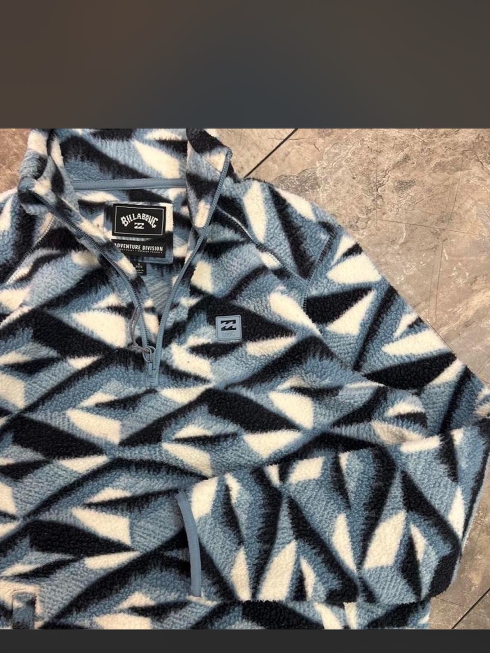 Billabong Men's Blue, Black & White Geometric Zip-Up Fleece